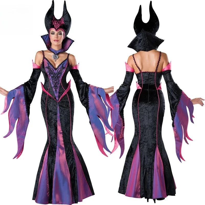 

Deluxe Evil Queen Snow White Cosplay Costume Dress with Crown Cloak Woman Halloween Carnival Costume Disguise Roleplay Outfits