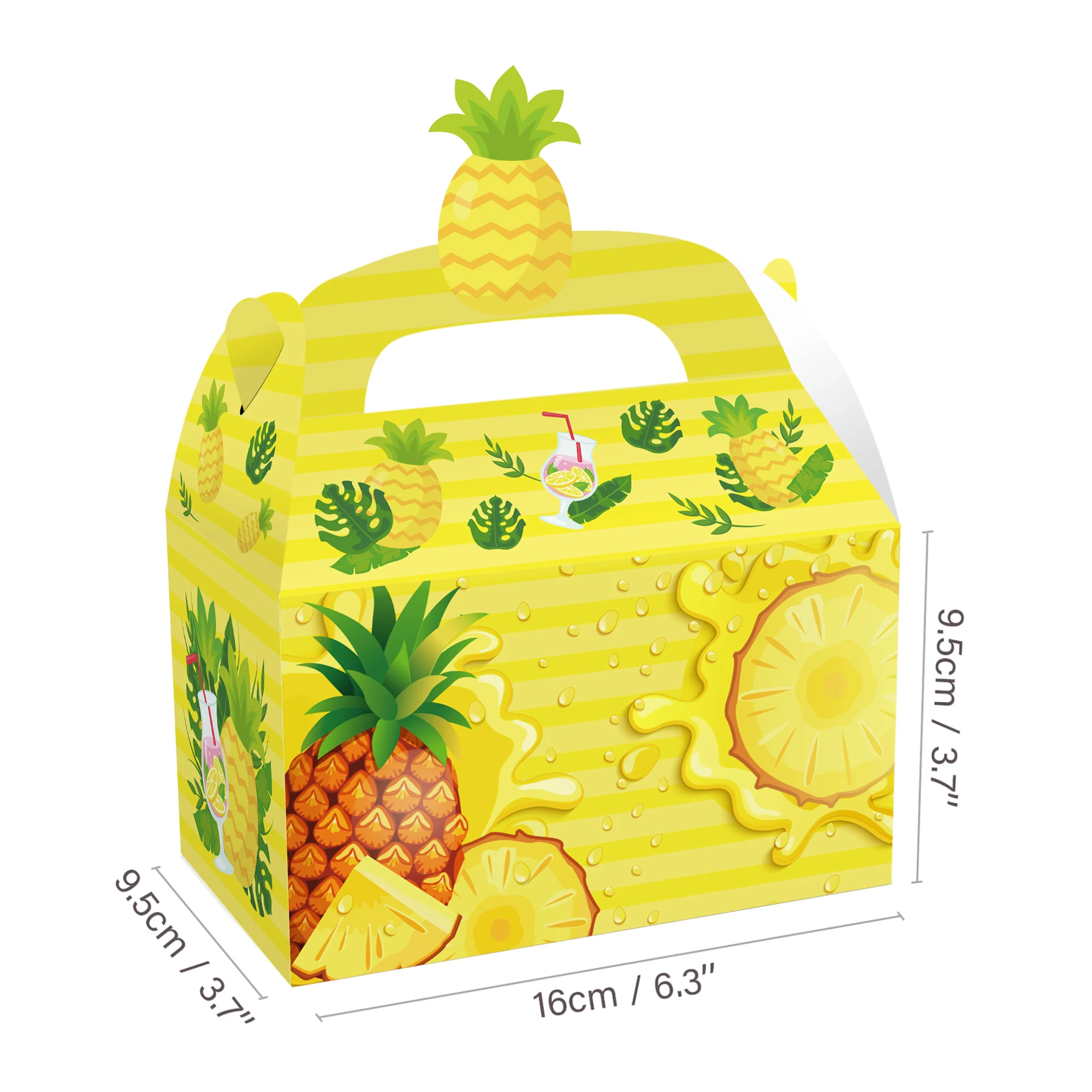 DD248 4Pcs 16x9.5x9.5CM Party Supplies Paper Packing Gift Shaped Portable Box Fruit Pineapple Pattern Party Gift Candy Snack