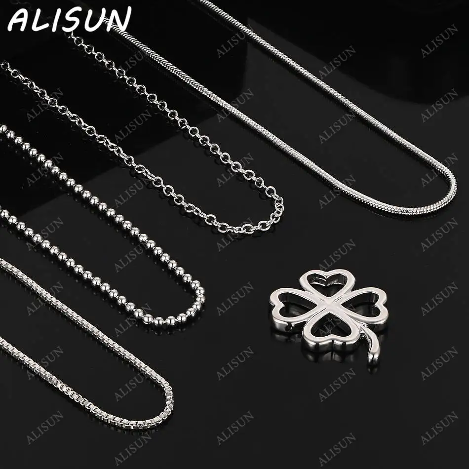 

ALISUN 40-75cm 925 Sterling Silver Four-leaf Clover Pendant Necklace For Women Creativity Street All-match Party And Daily Wear