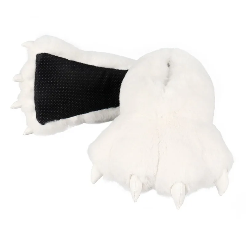 ZOETOPKID Plush Bear Paw Shoes Autumn Winter Indoor Paw Cartoon Animal Warm Slippers Funny Furry Claw for Cosplay