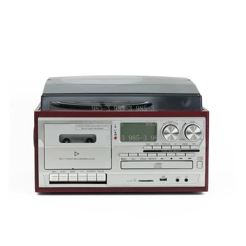 1-In-1 turntable player Gramophone Vinyl phonograph with external speakers AM FM radio Bluetooth tape playback
