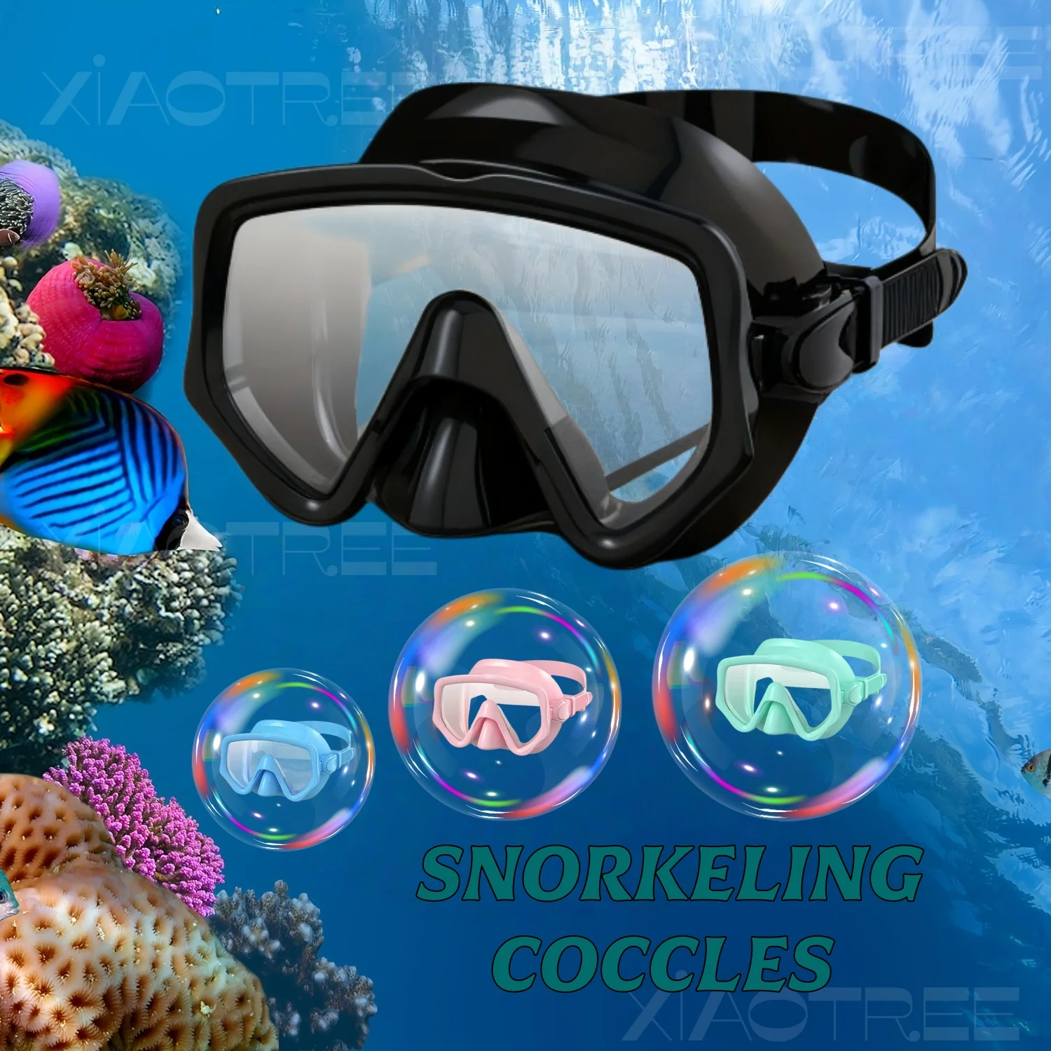 

Комплект для снорклинга XIAOTREE: маска для дайвинга для взрослых, профессиональная панорамная маска из закаленного стекла, снаряжение для плавания и тренировок 5.0