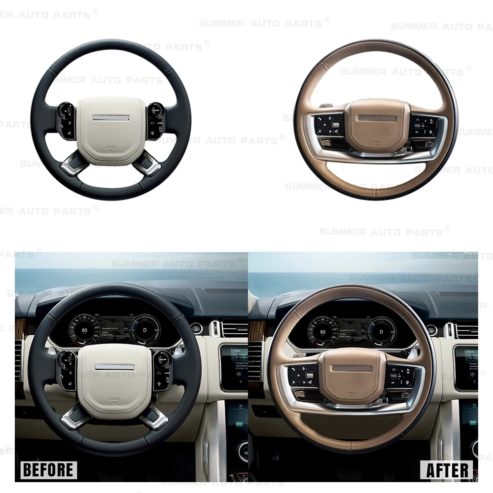 ملحقات السيارة الداخلية عجلة قيادة السيارة الجلدية لسيارة رينج روفر 13-17 ترقية إلى 2023 رينج روفر
