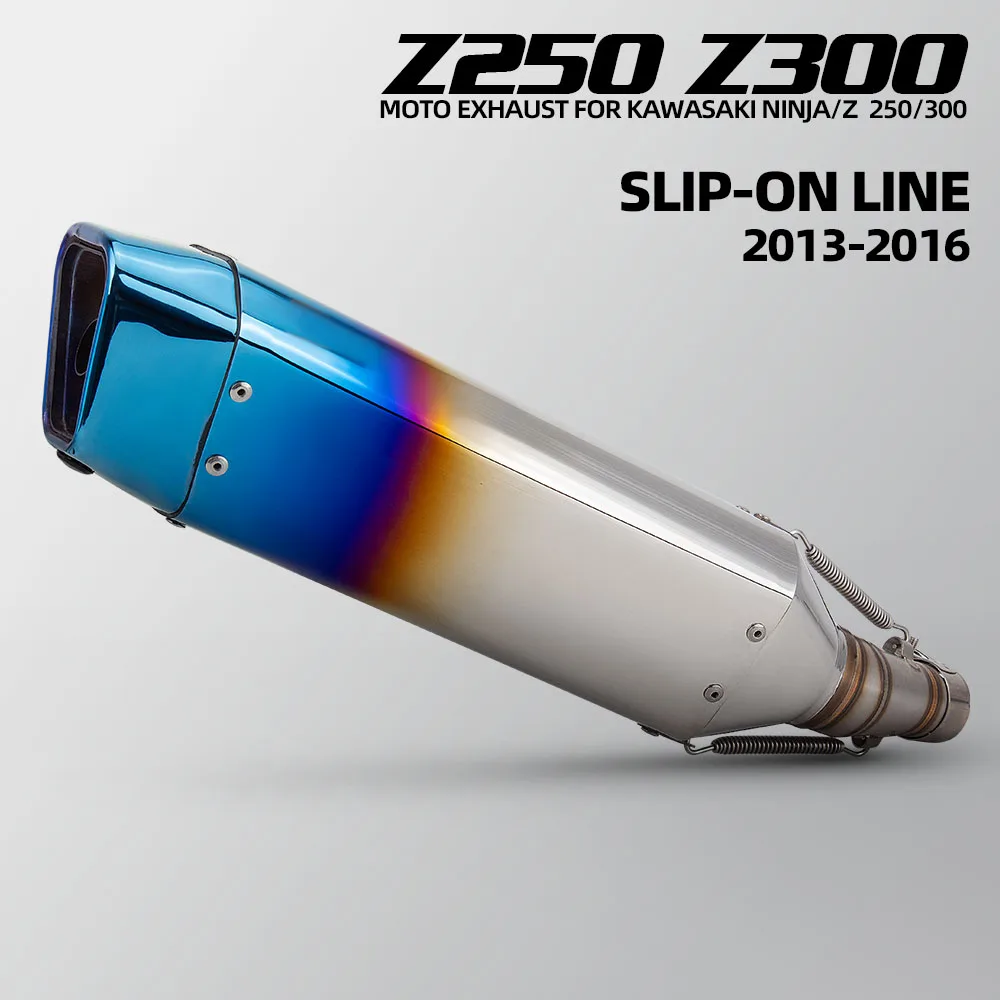

Для Kawasaki Ninja250 Z250 Ninja300 Z300 2012-2016 мотоциклетный глушитель без шнуровки линии выхлопной трубы из нержавеющей стали средней трубы с DB Killer