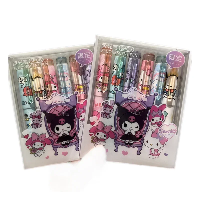 Imagem -06 - Sanrio Lolita Series Highlighter Hello Kitty Kuromi Graffiti Bonito Canetas de Pintura Classroom Markers Student Stationery Novo Pcs 12 Pcs