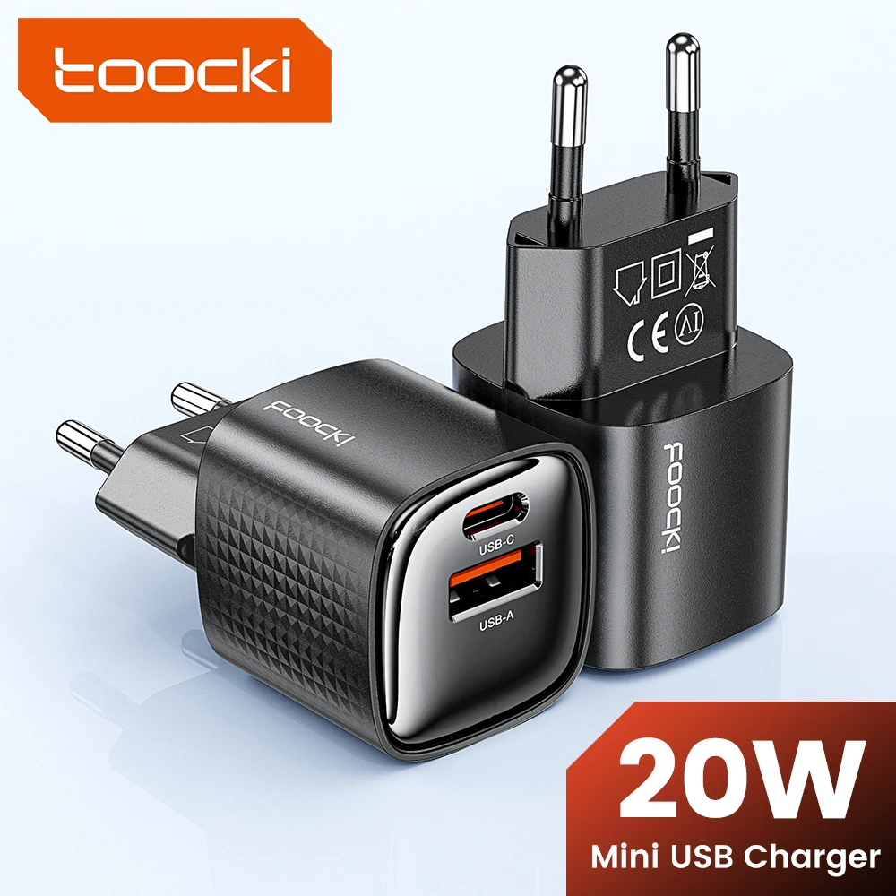 

Toocki 20W USB GaN Charger Dual Port Mini USB Type C Phone Charger For iPhone 17 16 15 14 Pro Max Xiaomi 13 15 Samsung S24 S25