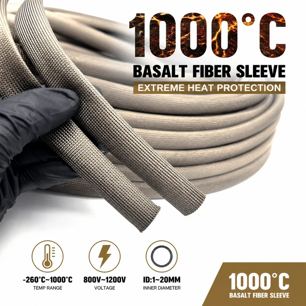 1000deg C fiberglass braided tube ID 1/1.5/2/2.5/3/4/5/6/8/10/12/14/16/18/20mm Flexible/flame retardant/pipeline insulation pipe
