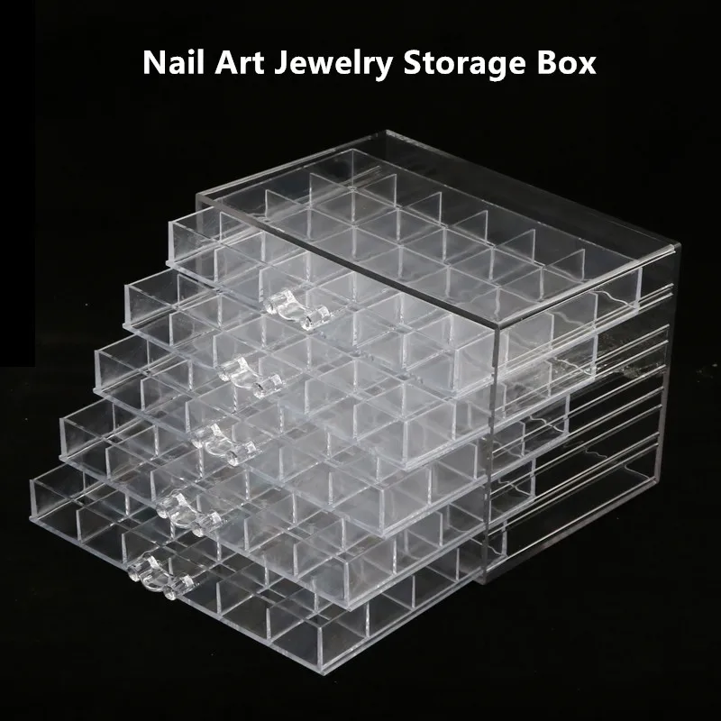 Acrylic Nail Art Jewelry Box Nail Rhinestones Organizer Nail Art Diamond Classification Desktop Drawer Tools Pen Storage Box