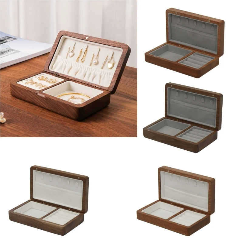 Walnut Jewelry Box Wedding Ring Box Earring Rings Storage Box Jewelry Box Jewelry Gift Packaging Box