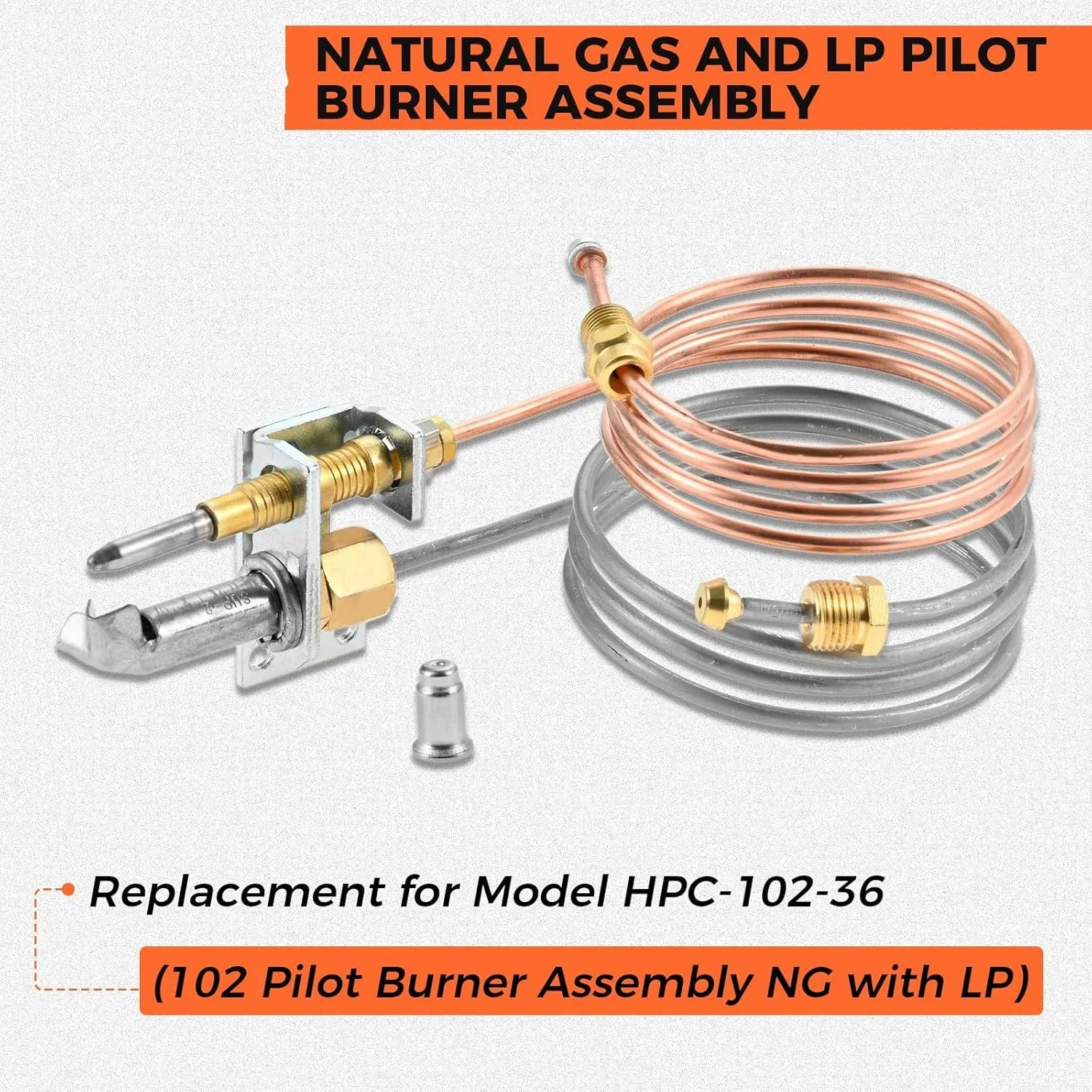 1kit 36-In Leads Safety Millivolt Pilot Assembly for Rebertshaw model HPC-102-36 Replacement Natural Gas and LP Pilot Burner