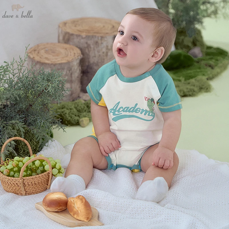 Dave Bella Short Sleeve Jumpsuit Romper Printed Cute Newborn Creeper Summer Romper  Boys Soft Clothes DB2252280