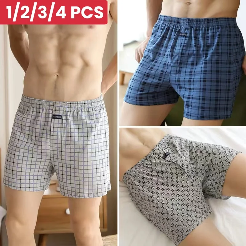 1/2/3/4PCS Plus Size M-XXXL Cotton Aro Pants Men\'s Underwear Flat Pants Skin Friendly Comfortable Loose Home Large Waistband