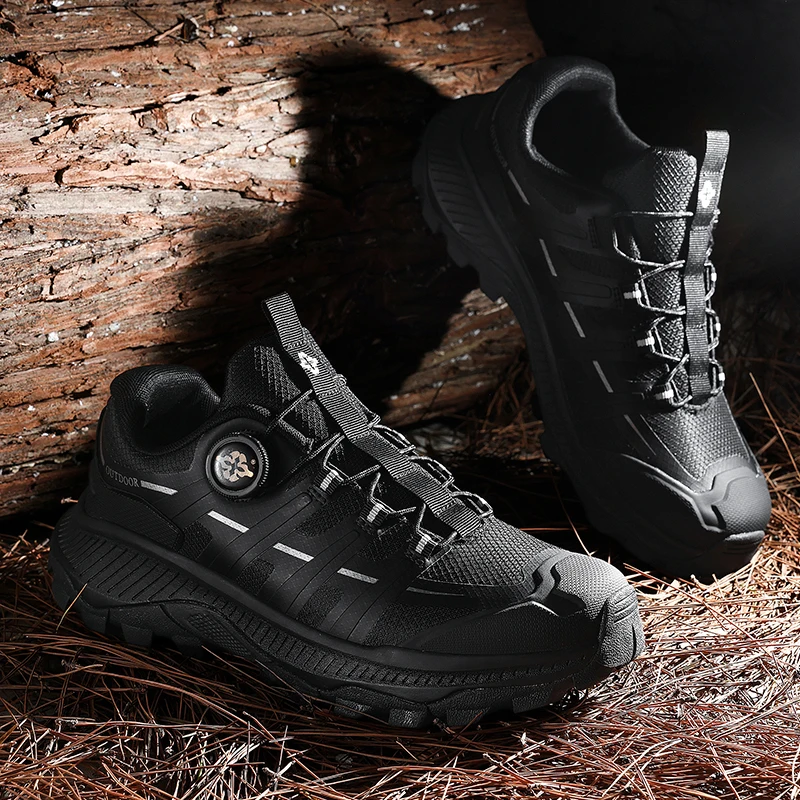 Men's Hiking Shoes, Outdoor Off-road Mesh Breathable Travel Walking Shoes, Men's Fashionable Anti Slip Sports Shoes