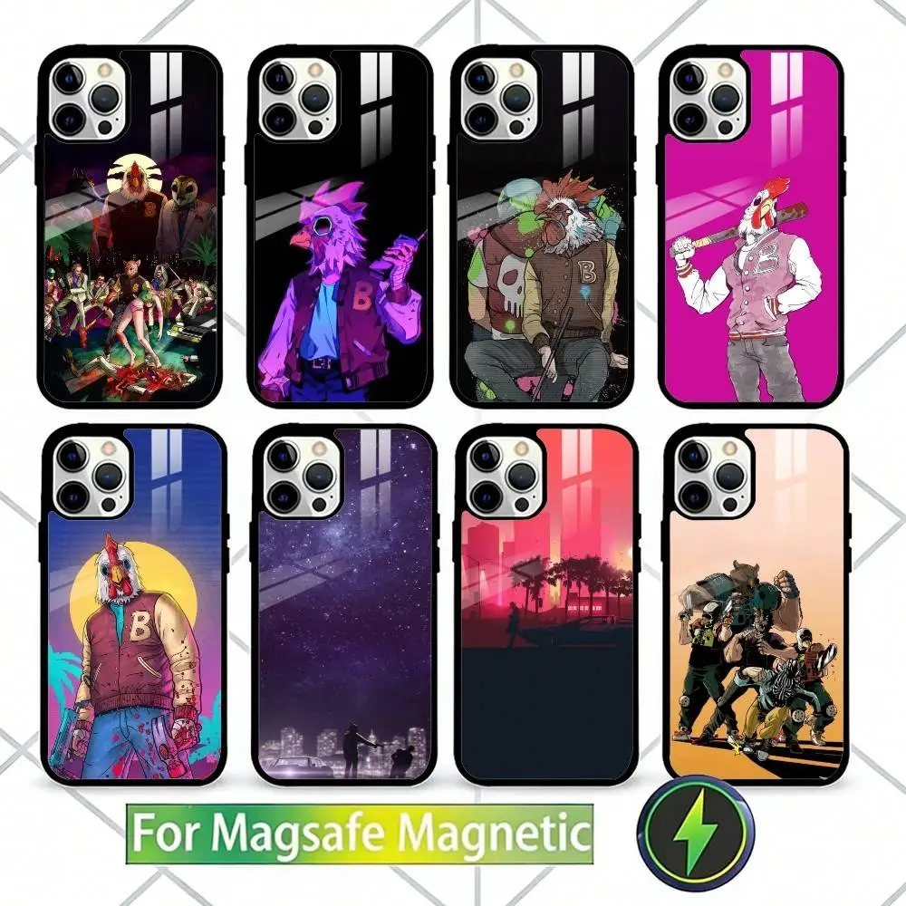 

Game H-Hotline M-Miami Phone Case For iPhone17,16,15,14,13 Plus,Pro Max Magnetic For Magsafe Wireless Charging