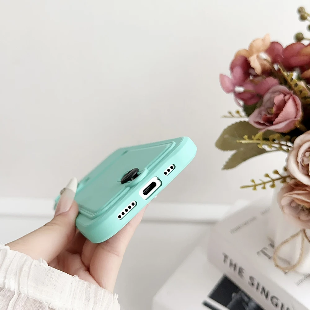 Weiche Silikon-Kartenhalter-Brieftaschen-Handyhülle für iPhone 17 16 16e 15 14 Plus 13 12 Mini 11 Pro Max Plus mit Kameraschutzabdeckung – Detail 14