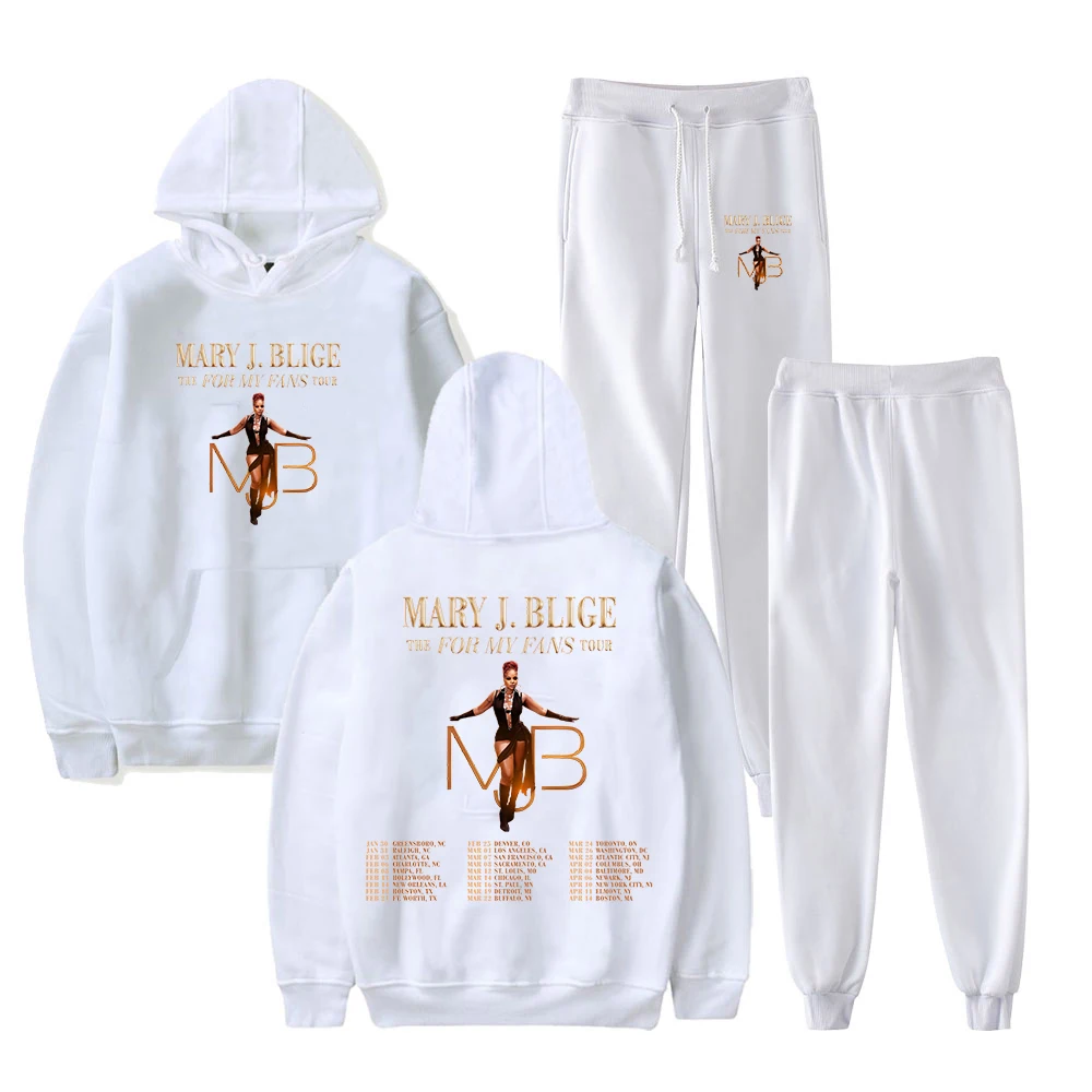 Mary J Blige The For My Fans Tour 2025 Hoodies Jogger Pants Two Piece Set Sweatshirts+Sweatpants Men Women's Set