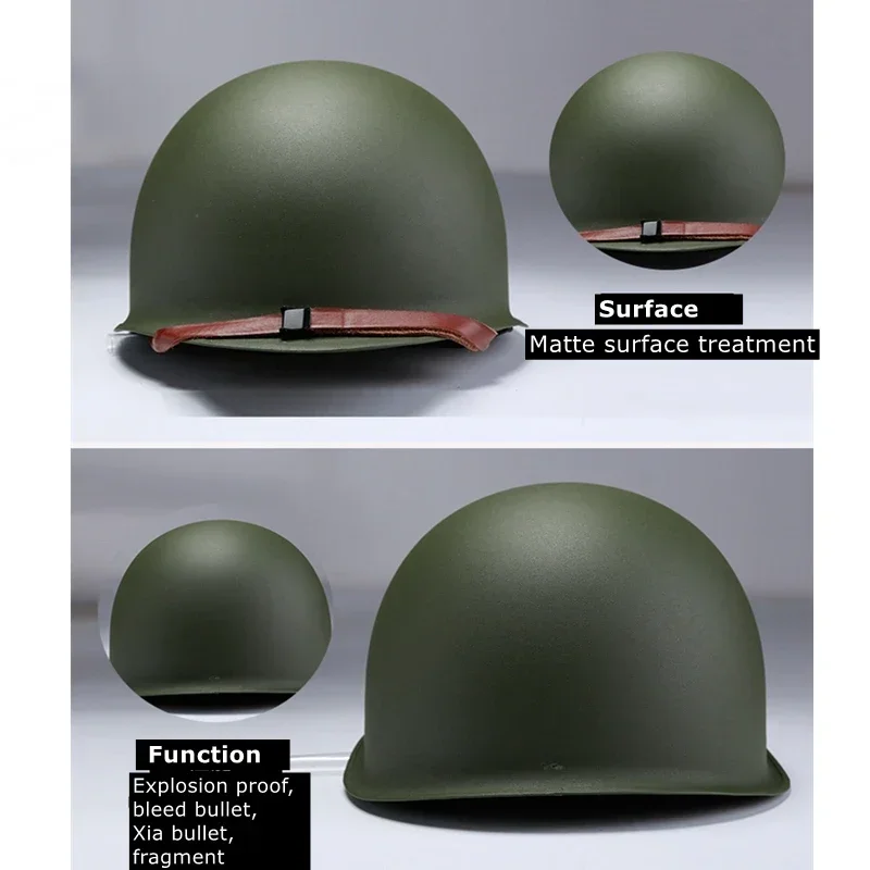 US WWII Tactical M1 Helmet Cover Strap with Net Replica Adjustable Chin Strap Soft Liner Paintball Gear Steel Helmet For Adults