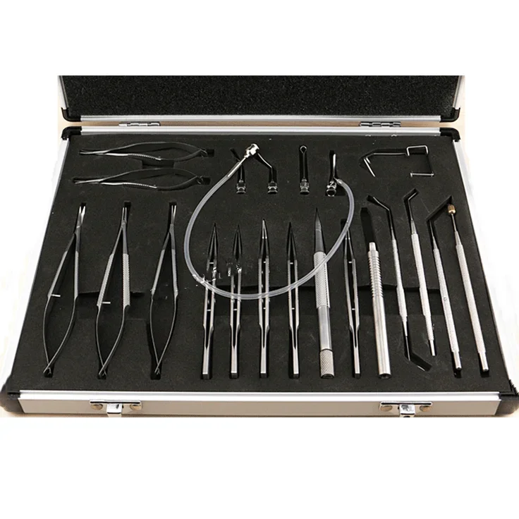 21pcs Stainless Steel Cataract Surgery Set Surgical Cataract Kit For Intraocular Lens Implanta-tion Instruments