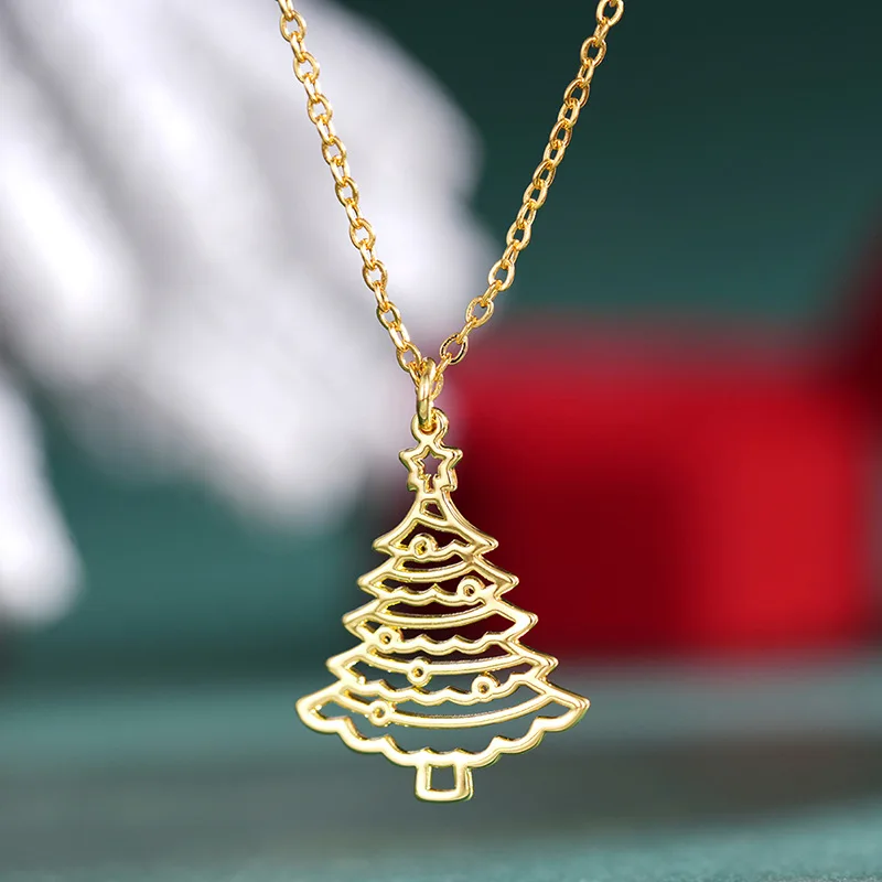 European and American Hard Work, Metal Wind Hollow Electroplating Christmas Tree Girl Christmas Sweet and Simple Design, Jewelry