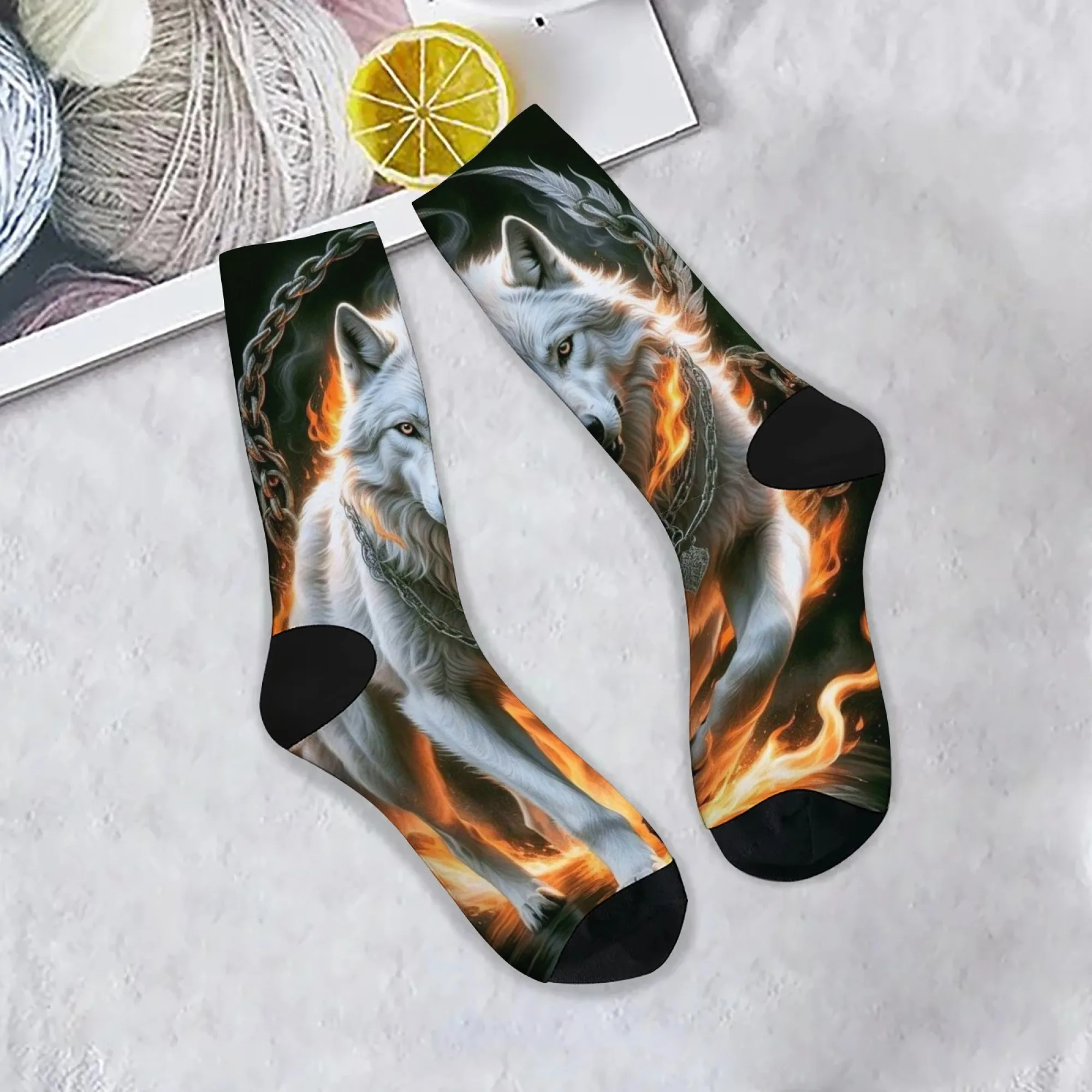 لهب الأبيض الذئب الرجال الجوارب الرجعية موضة الجوارب غير رسمية مجنون الشارع الهيب هوب الجوارب تنفس المضادة للانزلاق جوارب رياضية في الهواء الطلق #6