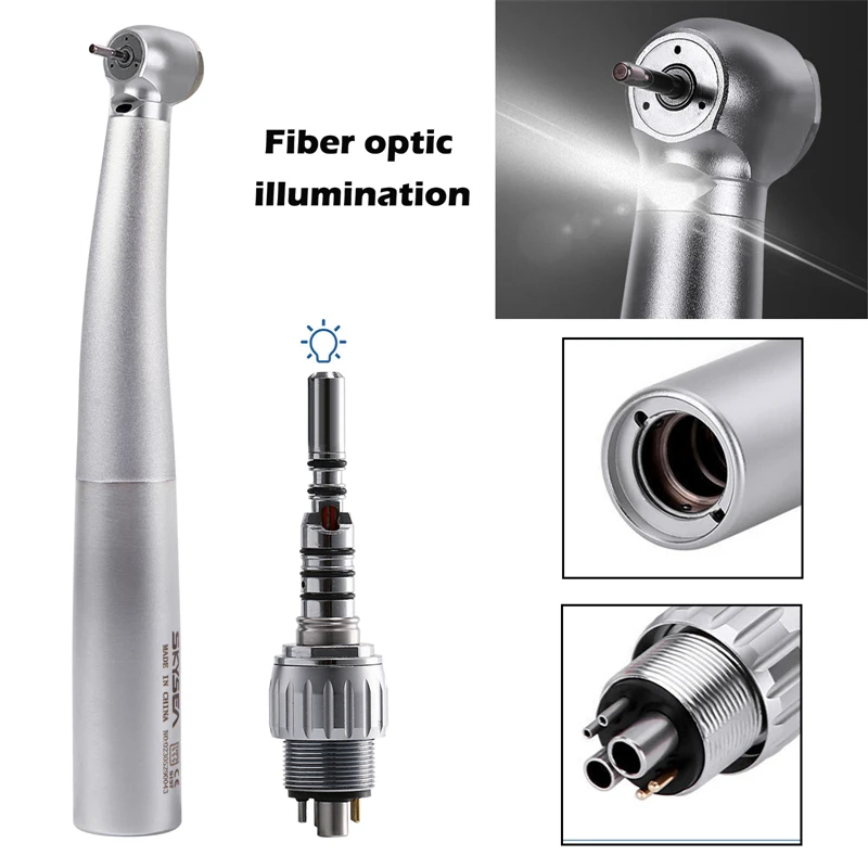 Dental Fiber Optic Standard Head Turbine Triple Water Port Spray Handpiece / LED Coupler 4Hole