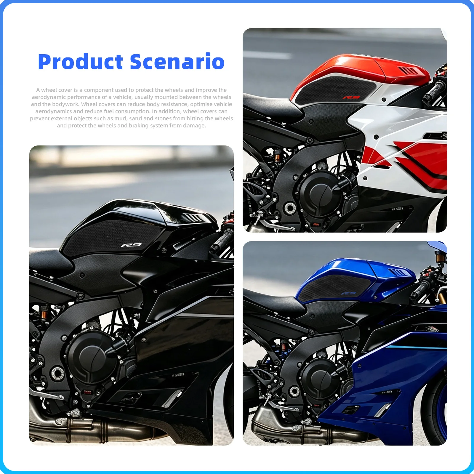 For Yamaha YZF-R9 2025 2026 YZFR9 YZF R9 Side Tank Pad Oil Gas Fuel Protector Cover Motrocycle Rubber Stickers Decal Accessories