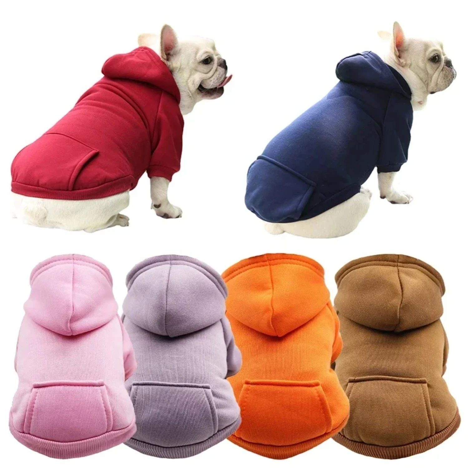 Winter Pet Dog Clothes Hoodies Warm Sweater with Pockets Coat Outfit Puppy Jacket Cotton Pet Costume Chihuahua Sweatshirt Perro