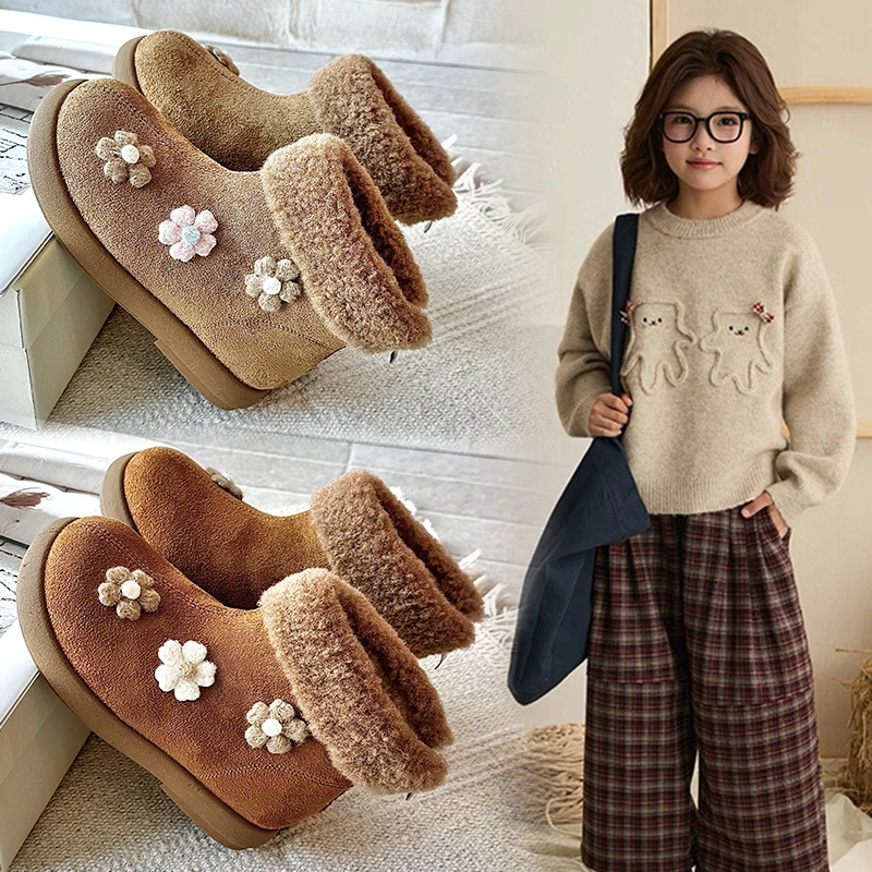 

2025 New winter Cute snow boots warm girls' thickened cotton boots