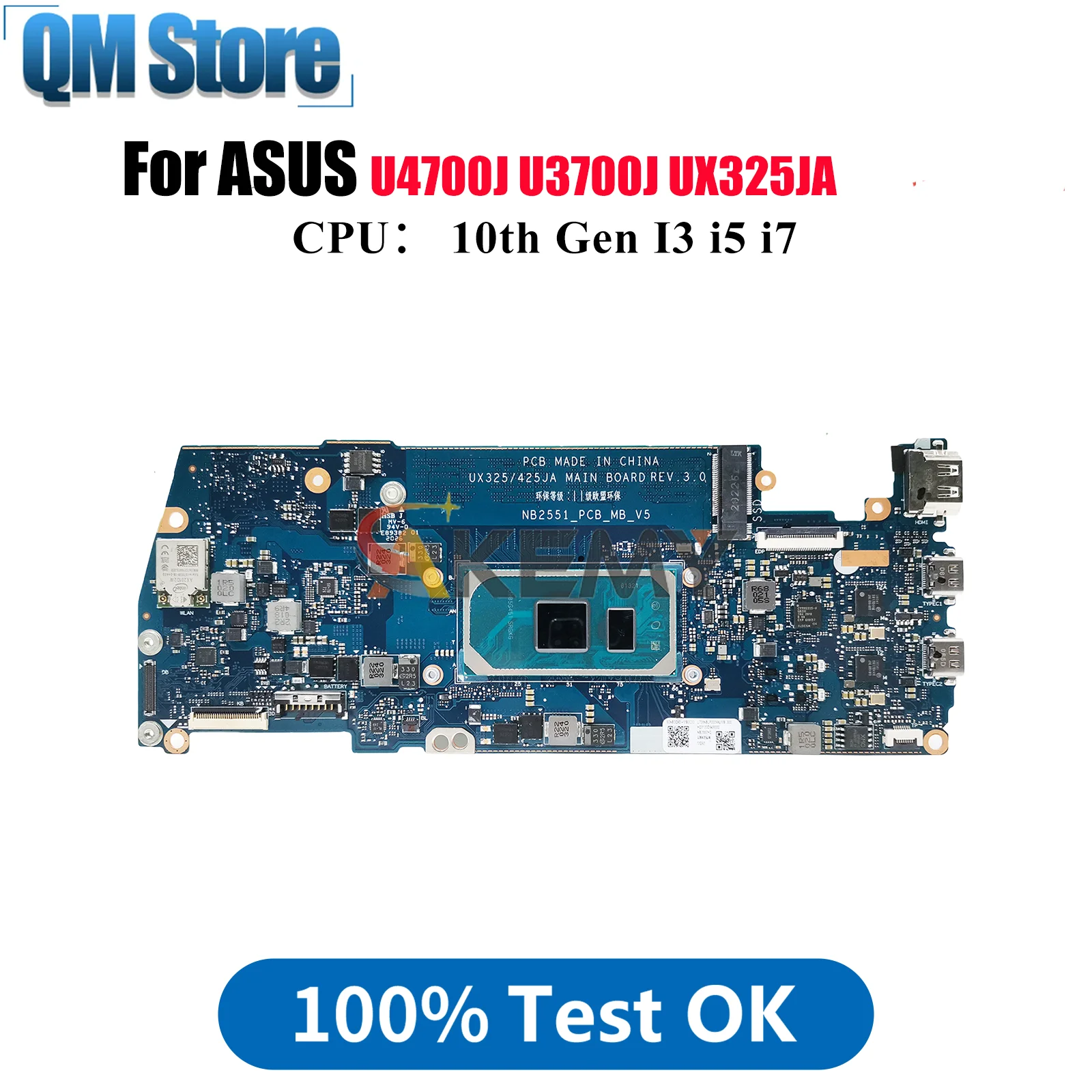 

UX325JA Laptop Motherboard For ASUS ZenBook U4700J UX325J U3700J UX325JA Notebook Mainboard With 10th Gen I3 i5 i7 100% tests OK