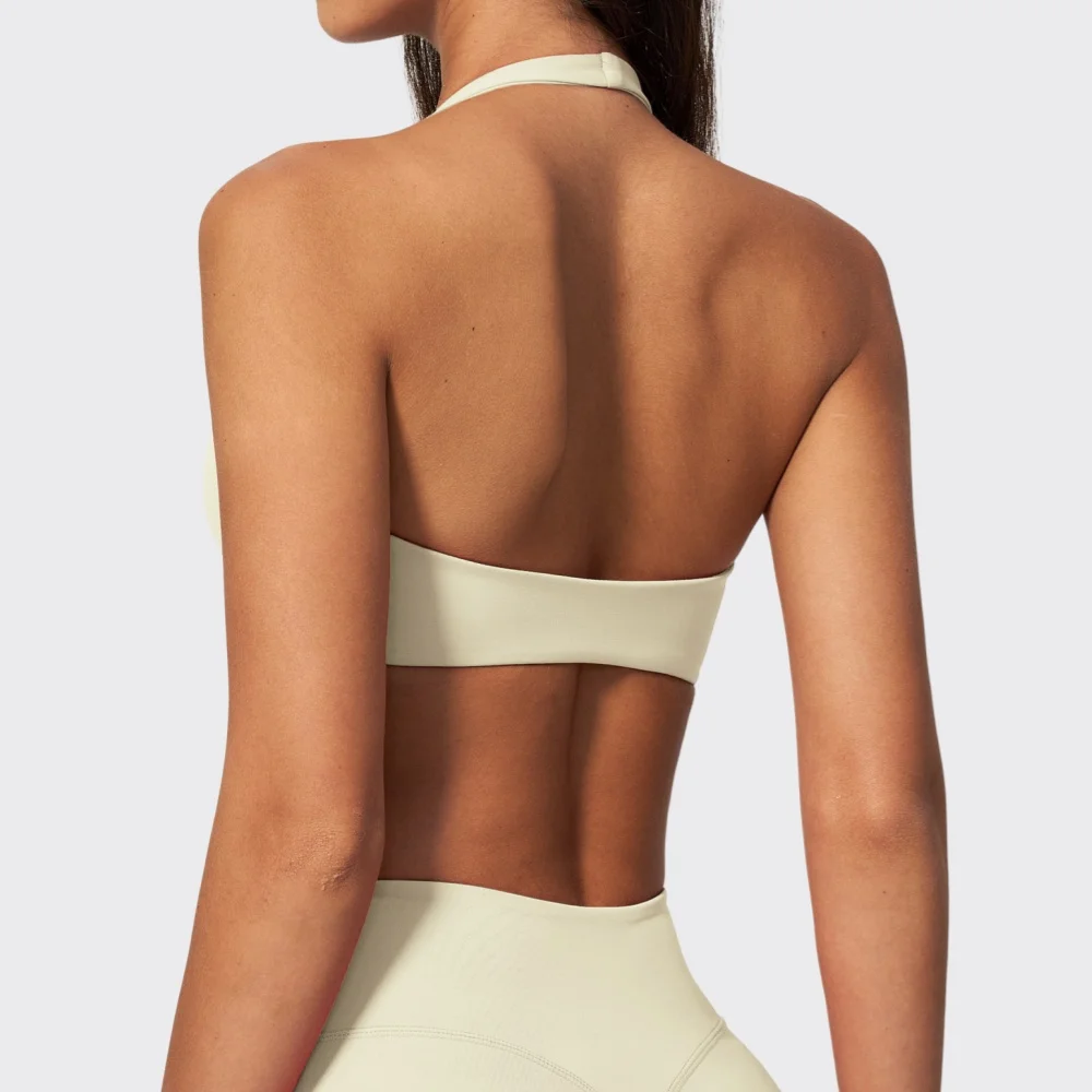 Sports Bra Women V-neck Halter Neck Beautiful Back Push-up Yoga Vest Gym Top Outer Wear Running Shockproof Fitness Yoga Bras Top