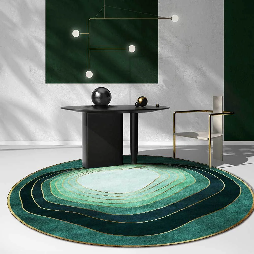 Luxury Rugs for Bedroom Dark Green Round Carpets Living Room Decoration Carpet Cloakroom Lounge Rug Home Decor Chair Mat