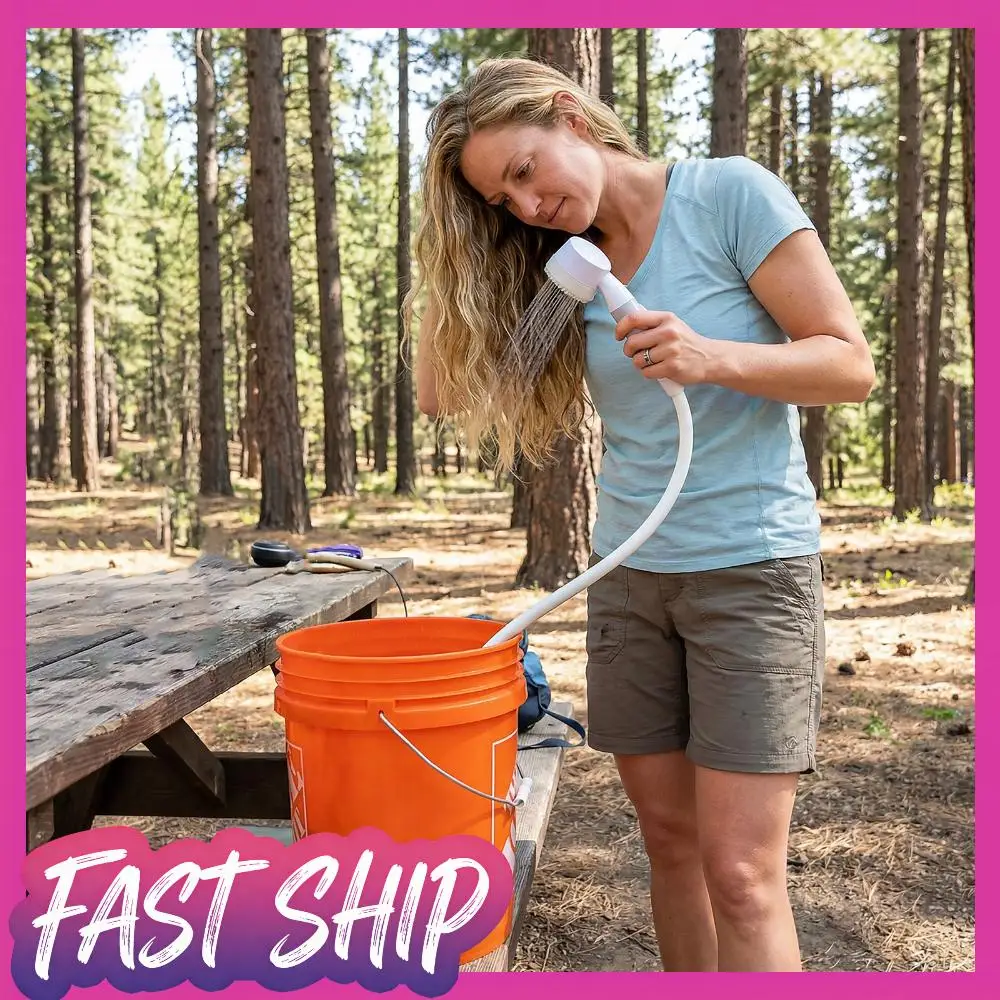 

Портативный походный душ-насос со встроенным аккумулятором 4000 мАч, перезаряжаемый, для кемпинга, туризма, путешествий, автомобиля, мытья домашних животных