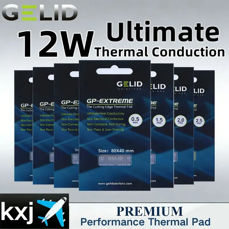 GELID Coussin thermique haute performance en silicone pour dissipation thermique, pour refroidissement de dissipateurs de chaleur GPU et CPU, graisse thermique conductrice