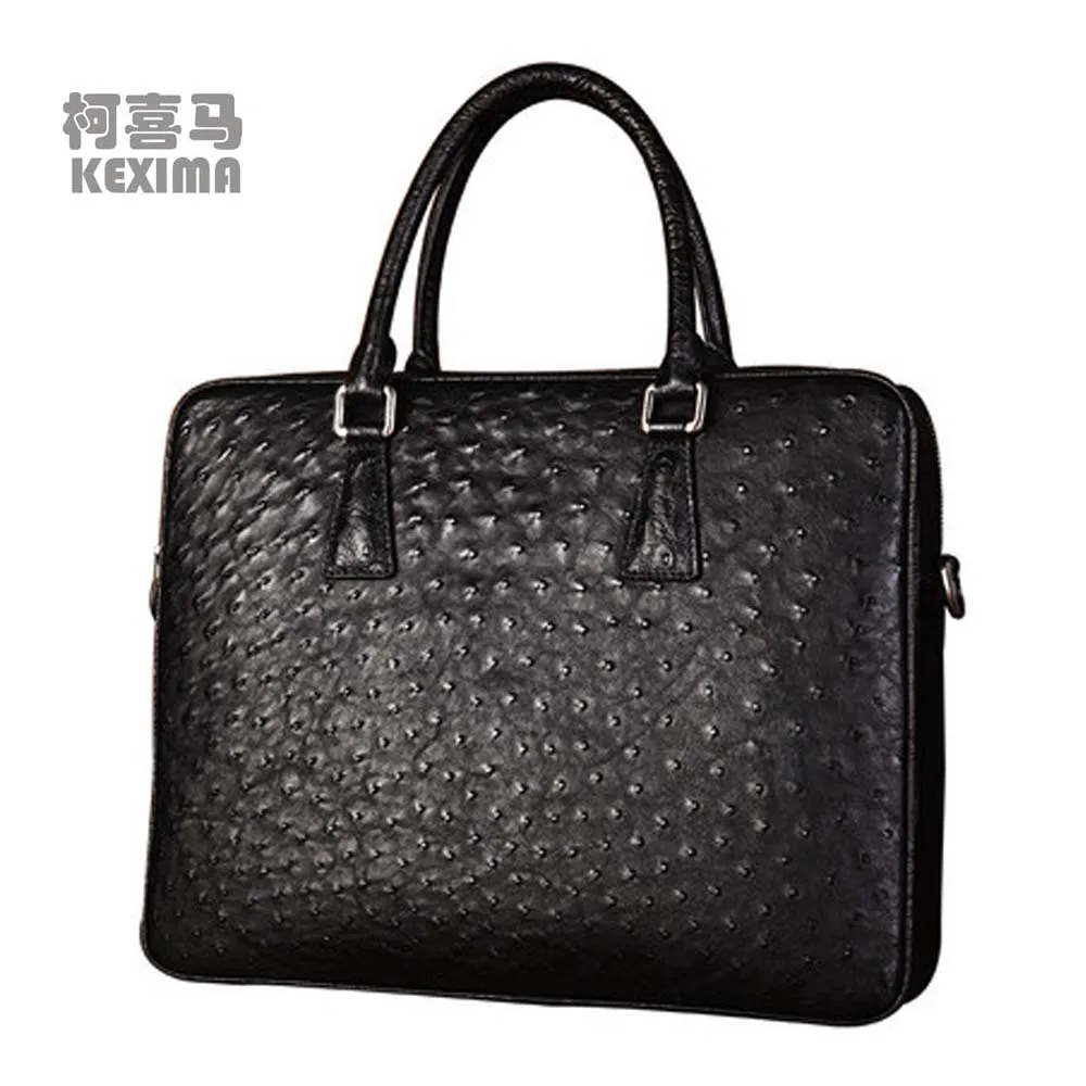 kexima men Ostrich leather male briefcase  Single shoulder bag  business  leisure  Laptop bag men handbag male  Ostrich bag