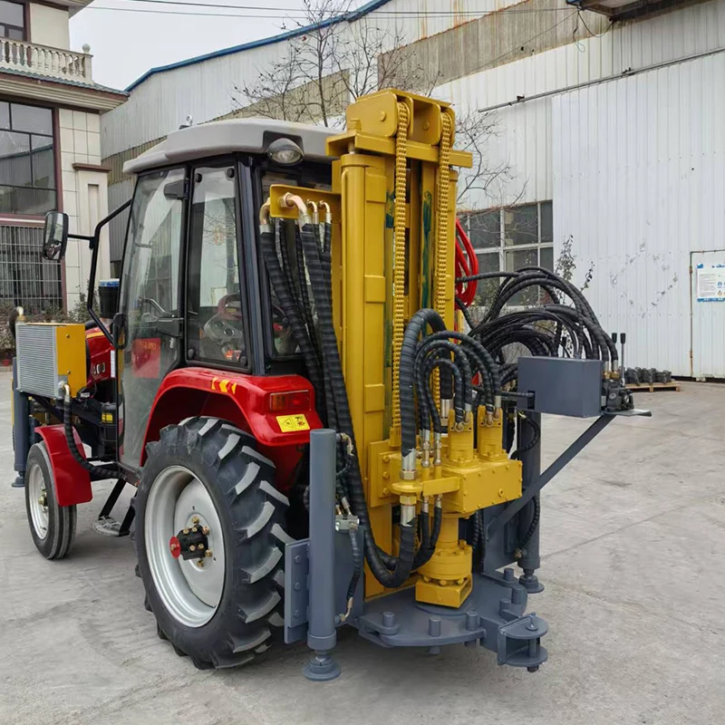 أربع عجلات 36HP جرار محرك الديزل المحمول آلة حفر آبار المياه الهيدروليكية 100 متر 200 متر جهاز حفر آبار المياه الهيدروليكية