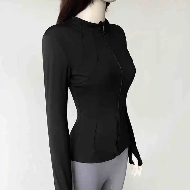 Popular Women Gym Yoga Jacket Running Zip Long Sleeve Workout Tops Lightweight Slim Fit  Jacket Running Sweatshirt