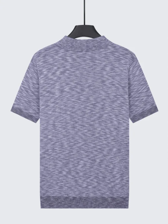 Men's Summer Solid Color Knitted Polo Shirt Breathable Slimming T-shirt