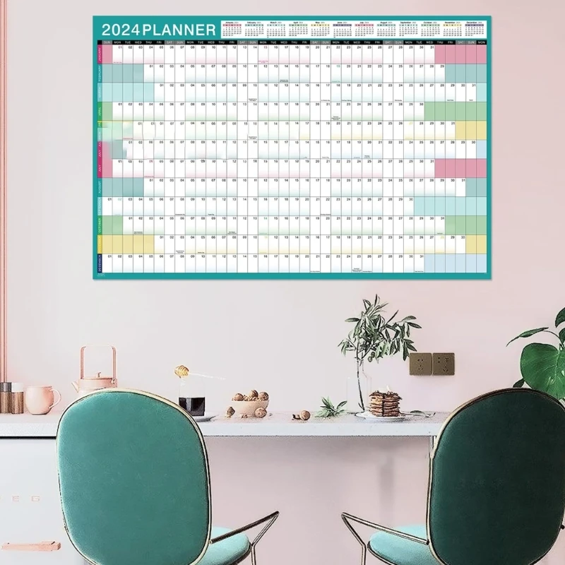Lịch kế hoạch hàng năm 2024 Lịch kế hoạch cả năm 2024 từ ngày 1. 2024- 12. 2024, Công cụ lập kế hoạch tổ chức tại nhà 50x30cm