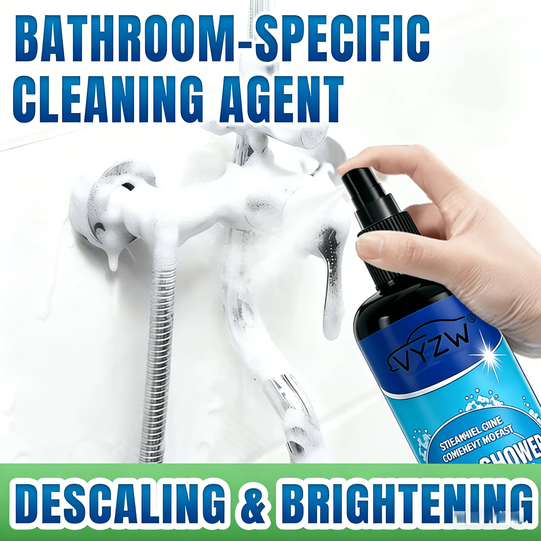 

Многофункциональный очиститель для душа в виде пены, 100 мл - спрей-пена для глубокой очистки с губкой, удаляет грязь и налет