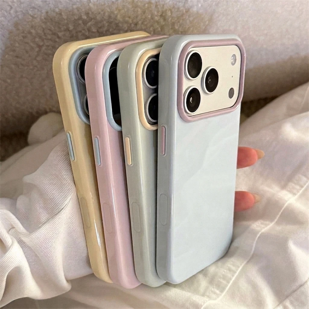 クリーミーな美的感覚のソリッドカラー、ドーパミン風パッチワー - Phone Cases Aesthetic のレビューと価格