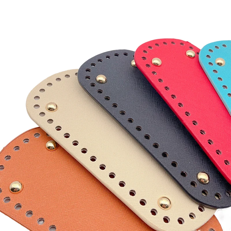 

18*8cm Long Bottom for Knitted Bag PU Leather Bag Base Handmade Bottom with Holes Diy Crochet Bag Bottom Accessories