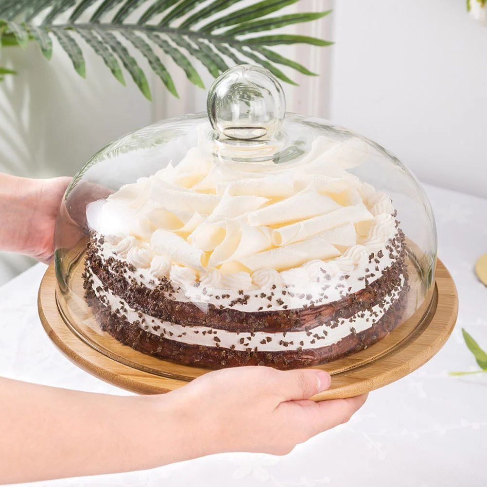 

Cover Cake Dome Glass Platter Stand Display Cloche Serving Dessert Pastry Lid Tray Plate Desert Food