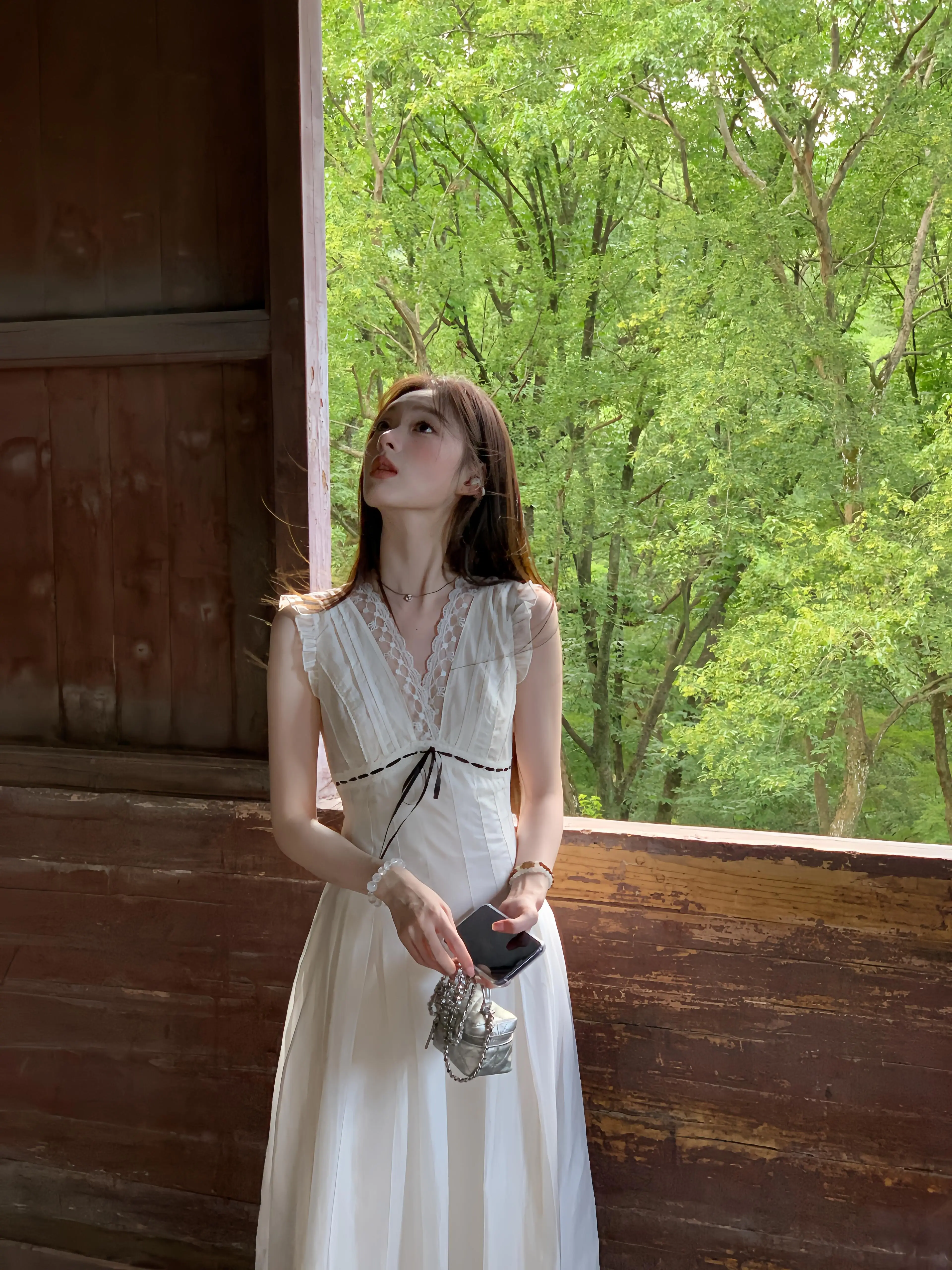 Vestidos femininos vestido kawaii verão cupro colorblock mock neck flowy babados smocking resort beachwear respirável macio natal