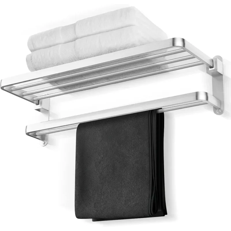 

Bathroom Lavatory Towel Rack with Two Towel Bars,Brushed Satin Nickel 24-Inch Towel Shelf