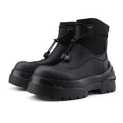 2025 Winter High-top Men's Black British Style Tooling Tide Outdoor Hiking Boots Platform Locomotive