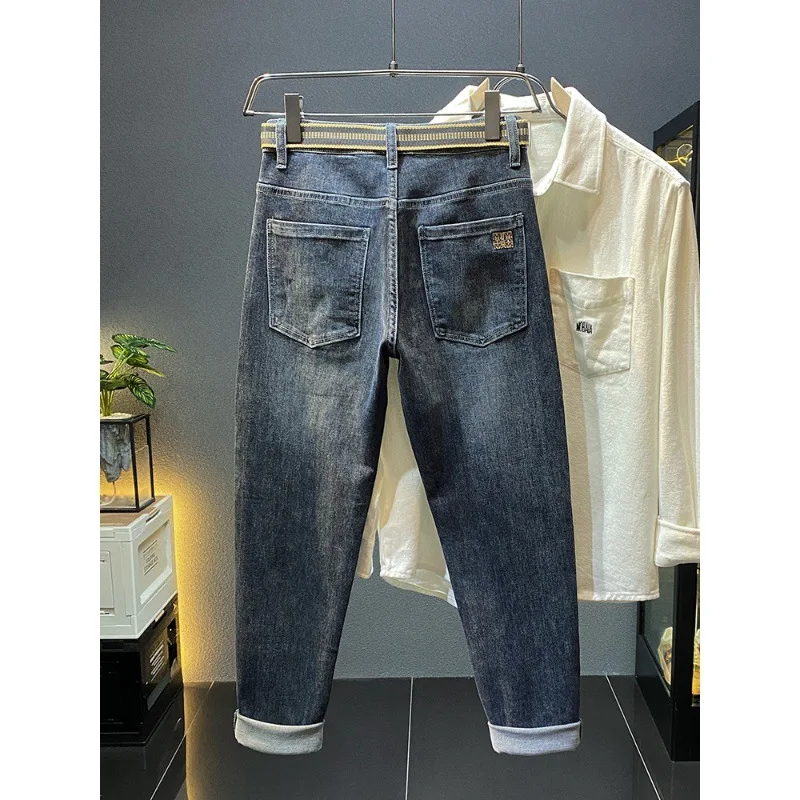 Autumn and Winter Jeans Men's New Fashion Street Micro Loose Straight Stretch Tapered Slim Casual Trousers