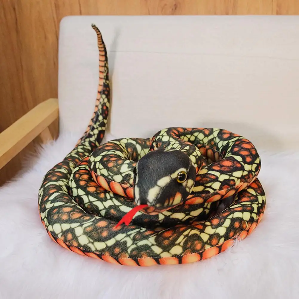 1PCS Giant Snakes Plush Toy Simulation Long Golden Python Stuffed Snake Plushie Children Boys Gift Home Decoration