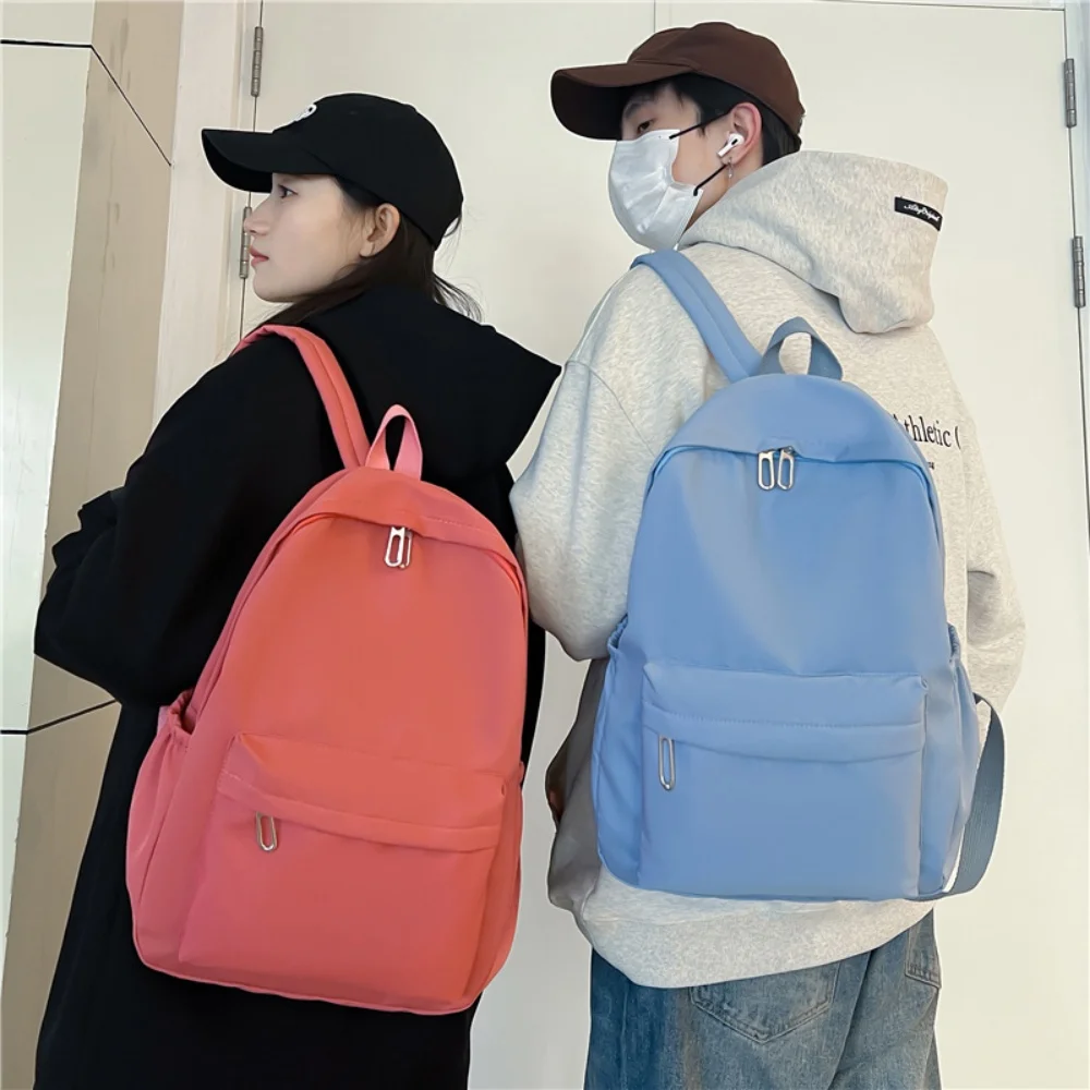 

Waterproof Nylon Backpack for Women Men Outdoor Travel Backpacks Student Girls School Bag Solid Color Female Shoulder Bags