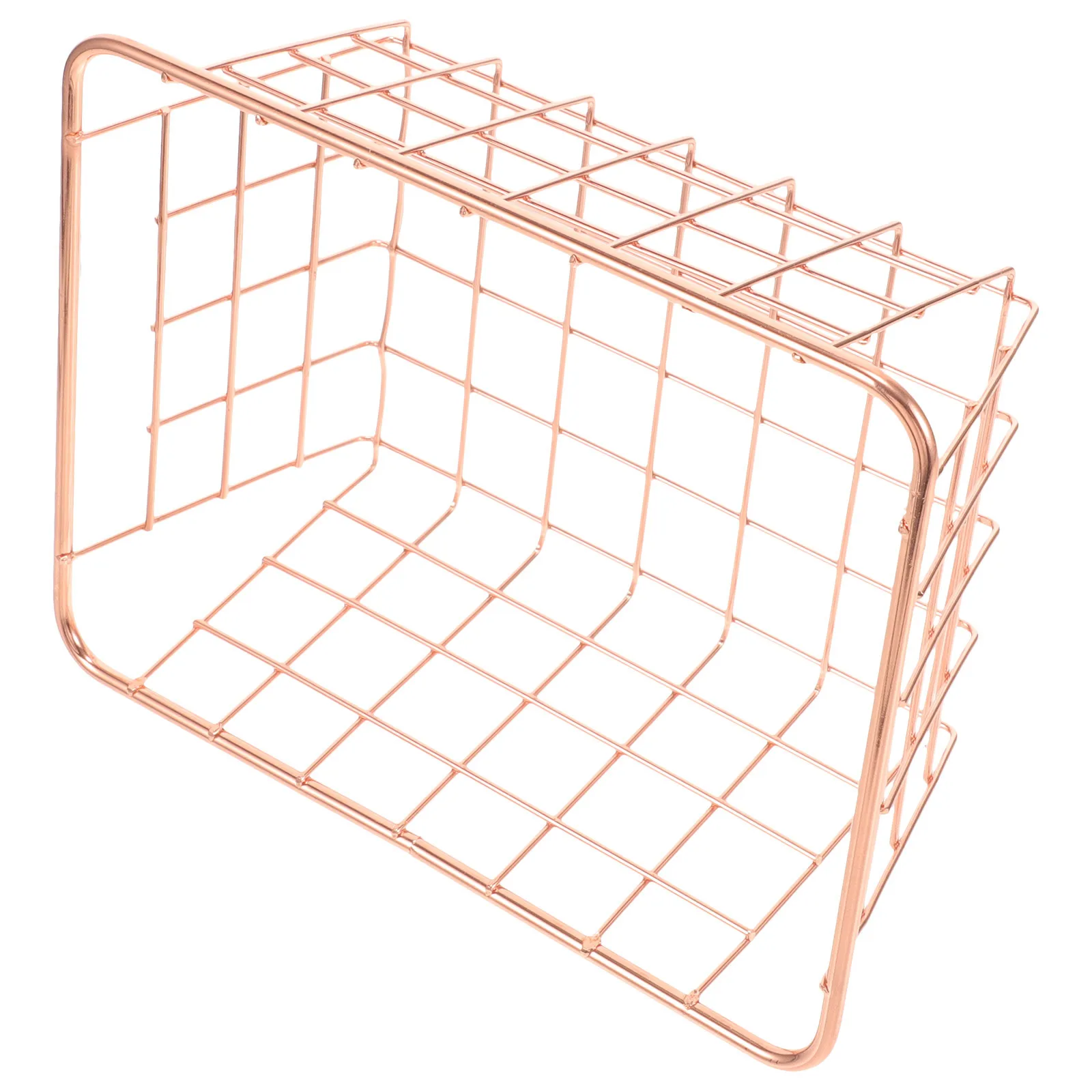 

1Pcs Desktop Organizer Basket Heavy Duty Iron Storage Basket for Office Home Bathroom Multifunctional Magazine Document Holder