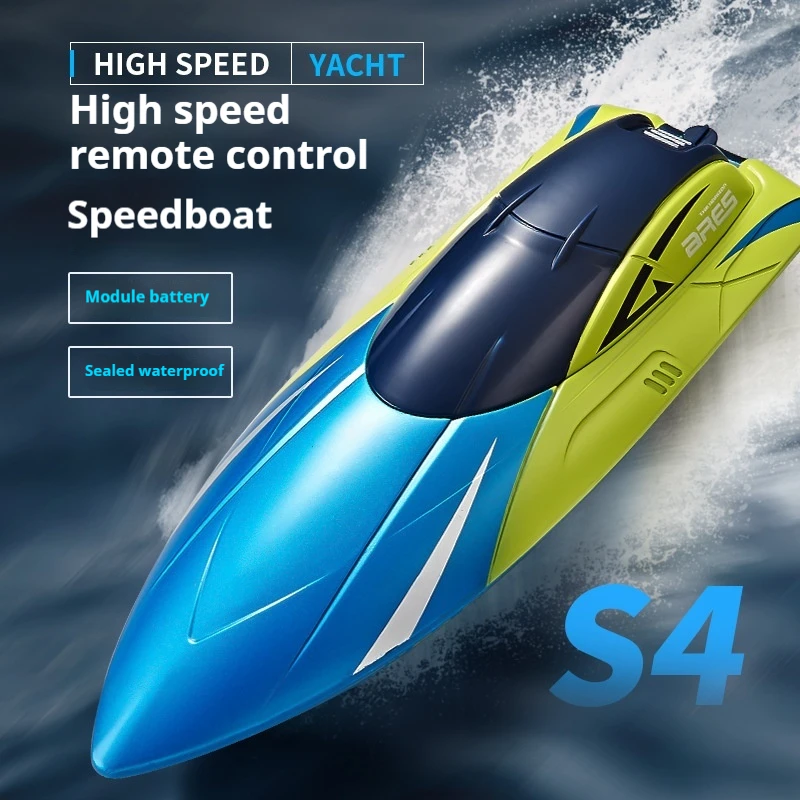 S4 Speedboat 2.4g High-Speed 15km/H Dual Rudder Motor Waterproof Abs High-Speed Speedboat Boy Toy Speedboat Gift Summertime Kids